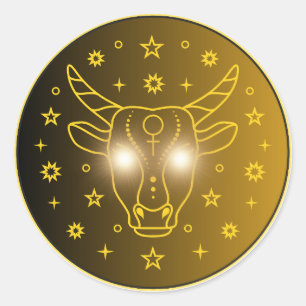 Taurus Zodiak Emblem Minimalt Celest Symbol Runt Klistermärke