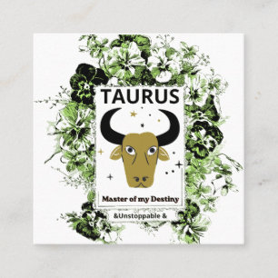 Taurus Zodiak Ödets Mästare Blommig Konst Fyrkantigt Visitkort