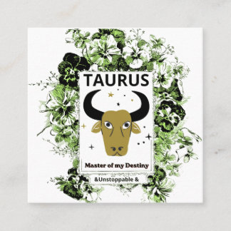 Taurus Zodiak Ödets Mästare Blommig Konst Fyrkantigt Visitkort