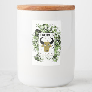 Taurus Zodiak Ödets Mästare Blommig Konst Mat Etikett