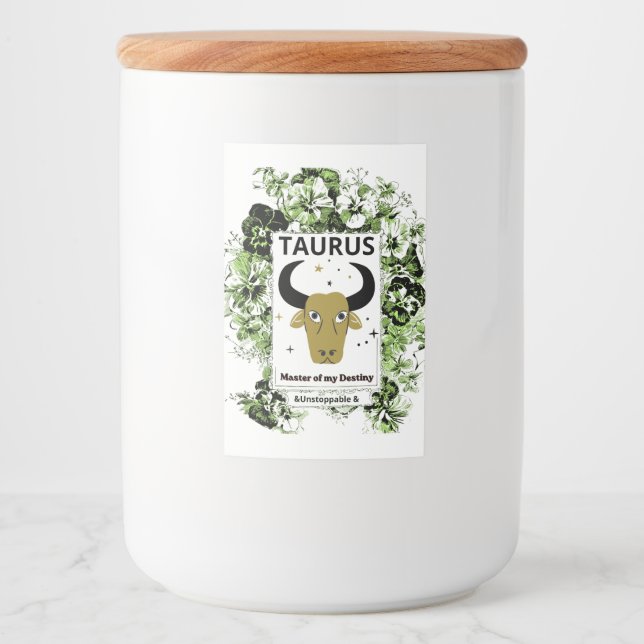 Taurus Zodiak Ödets Mästare Blommig Konst Mat Etikett (Framsida)