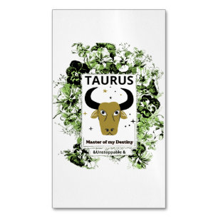 Taurus Zodiakus Ödets Mästare Blommig Konst Magnetiska Visitkort