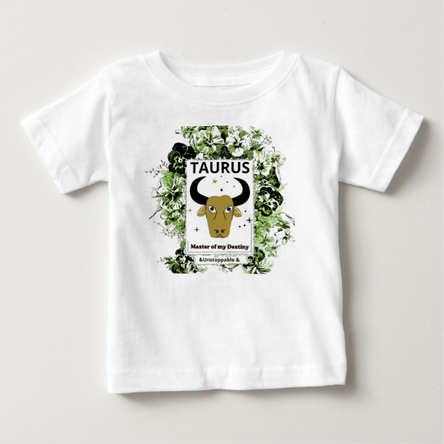 Taurus Zodiakus Ödets Mästare Blommig Konst T Shirt (Framsida)
