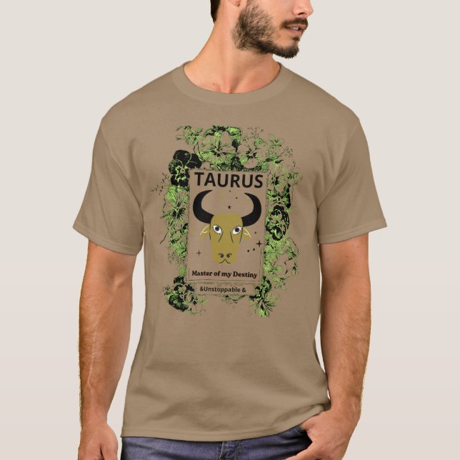 Taurus Zodiakus Ödets Mästare Blommig Konst T Shirt (Framsida)