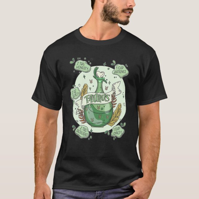 Taurusläge med ingredienser magisk astrologi t shirt (Framsida)