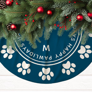 Tavavtrycks Krans Monogram Djur Navy Jul Julgransmatta Borstad Polyester