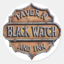 Tavern & Inn (Metall-tecken för svart bevakning) Runt Klistermärke