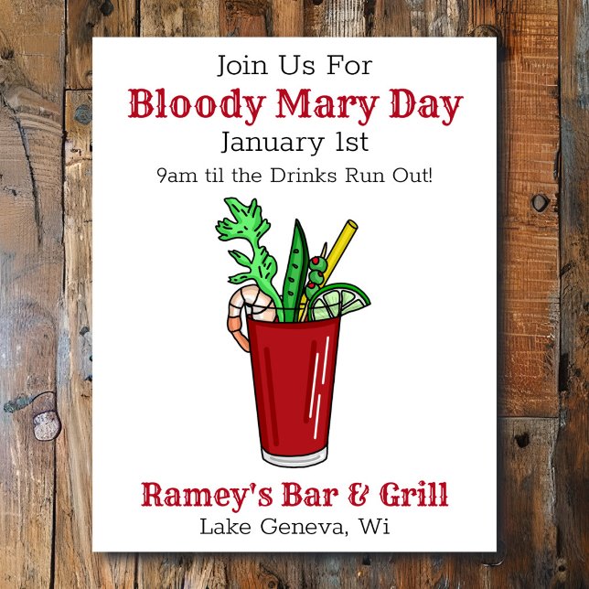 Tavern Promoting Poster för Bloody Mary Day (Skapare uppladdad)