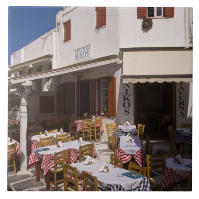 Taverna Nikos, Mykonos, Cyklaöarna, Grekland Kakelplatta (Framsidan)