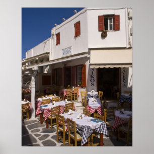 Taverna Nikos, Mykonos, Cyklaöarna, Grekland Poster