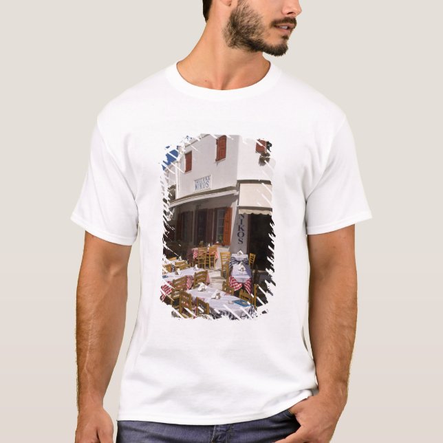 Taverna Nikos, Mykonos, Cyklaöarna, Grekland Tee Shirt (Framsida)