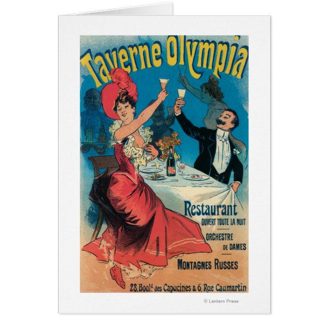Taverne Olympia-Poster Hälsningskort (Framsidan)