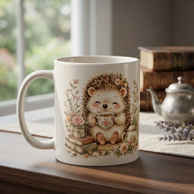 Tavertids Igelkott Vattenfärgskonst Kaffemugg (Skapare uppladdad)