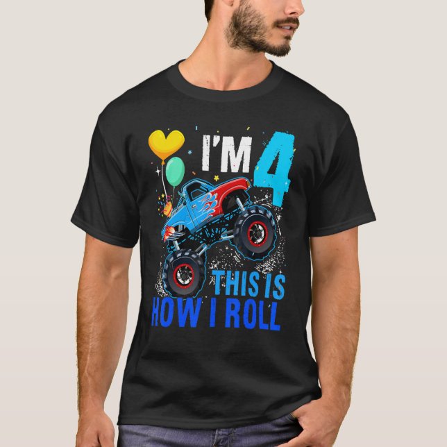 Tävla 4e födelsedagen Boy Blaze Car 4 år gamla Mon T Shirt (Framsida)