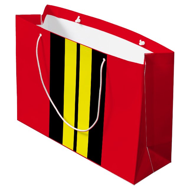 Tävla av Athletic Bright Red Black Gult Rand (Baksidan Vinklad)