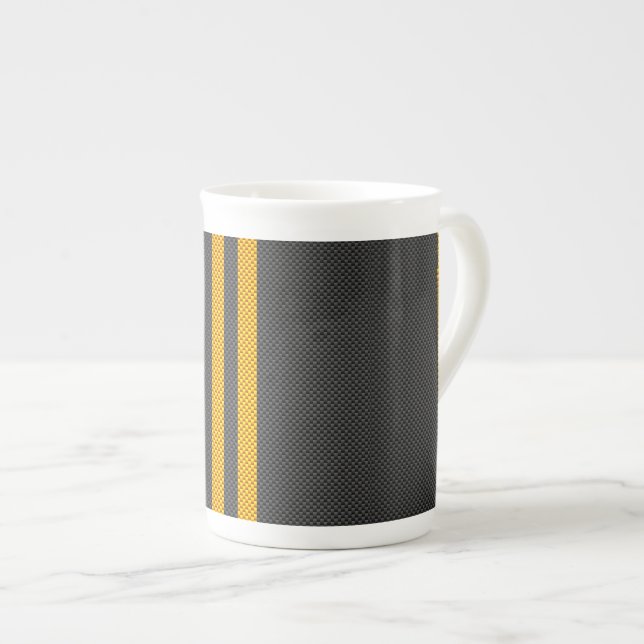 Tävla av brant Gult Rand kolfiber Stil Benporslin Mugg (Framsida höger)