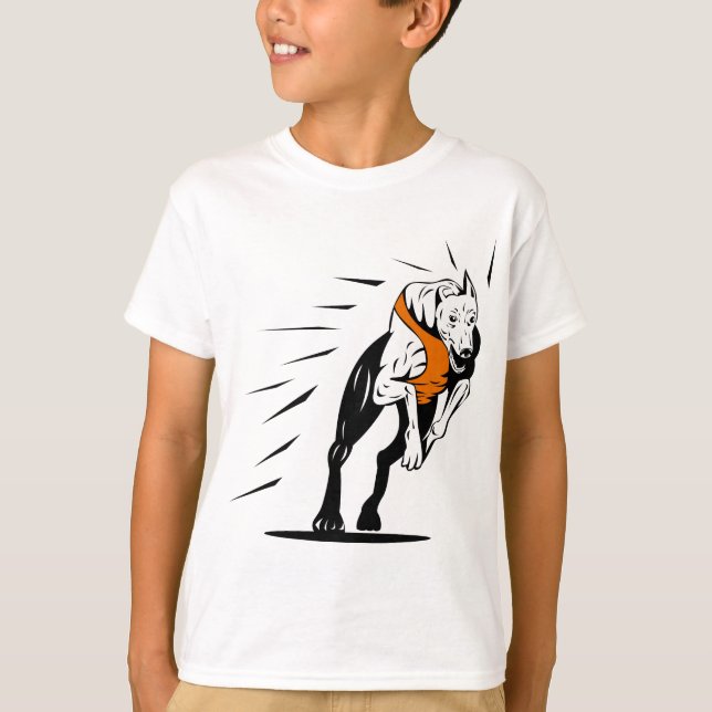tävla av greyhound-hund tee shirt (Framsida)