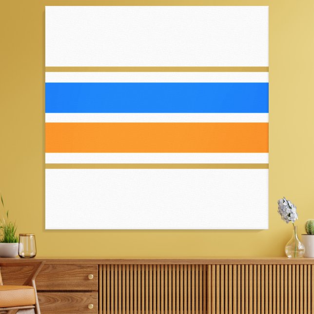 Tävla av ljusblå Roligt i Rand på vit Orange Canvastryck (Insitu (Vardagsrum))