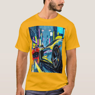 tävla av sportbilar genom en nystad nattetid t shirt