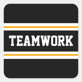 TÄVLA av TAMWORK Sporty Black White Gult Rand Fyrkantigt Klistermärke