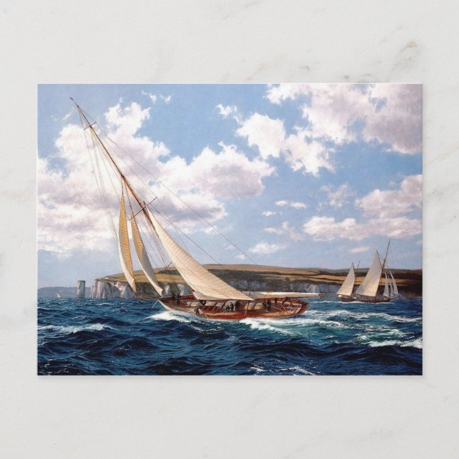 Tävla av yachter utanför Isle of Wight Vykort (Framsida)