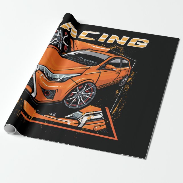 Tävla bil _ Motor (101) Presentpapper (Utrullad)