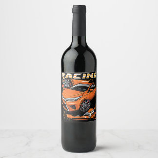 Tävla bil _ Motor (101) Vinflaska Etikett