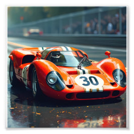 Tävla bil nummer 69 i vackra färg fototryck