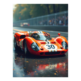 Tävla bil nummer 69 i vackra färg fototryck