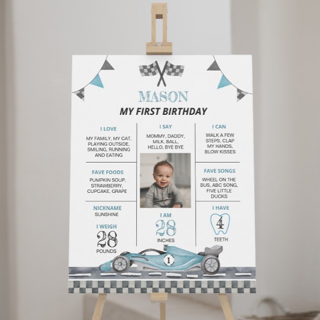 Tävla Bilen 1:a födelsedag Poster fotomilstolpe (Skapare uppladdad)
