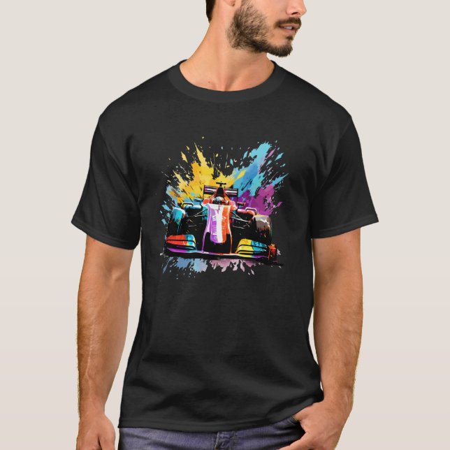 Tävla Bilförare Stänk Art Formel 1 F1-bildsCo T Shirt (Framsida)