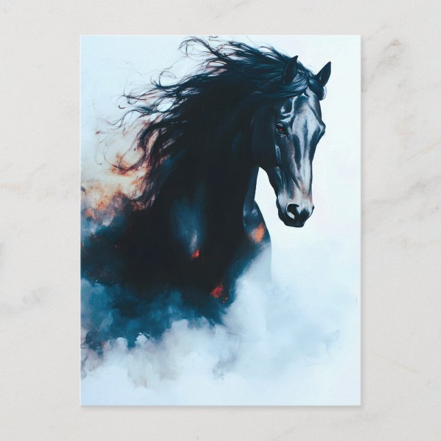 Tävla Black Horse Porträtt minimalist Helg Vykort (Framsida)