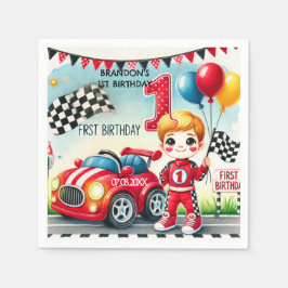 Tävla Car Boy 1st Birthday Party Pappersservett