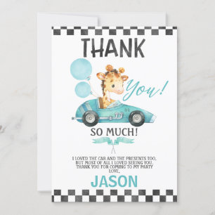 Tävla Car Giraffe Birthday - Tack för ditt kort