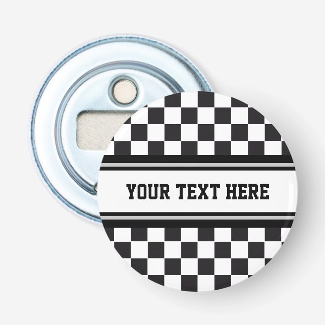 Tävla Car Mönster + text och din bakgrund färg Flasköppnare (Framsidan)