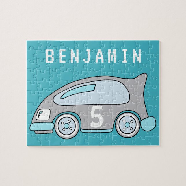 Tävla Car Personalizable Kids Puzzle Pussel (Horisontell)