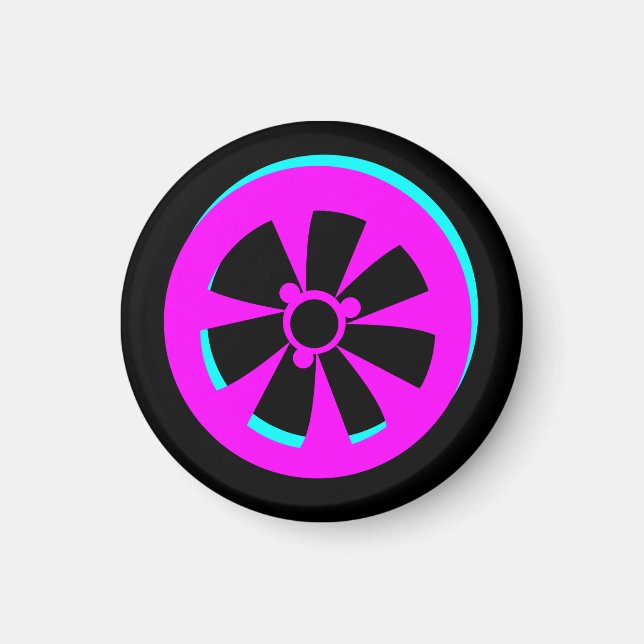 Tävla Car Rim Neon Rosa Black Magnet (Framsidan)