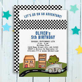 Tävla Car Road House Boy Birthday-inbjudan Inbjudningar