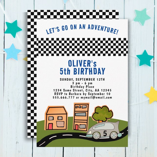 Tävla Car Road House Boy Birthday-inbjudan Inbjudningar (Skapare uppladdad)