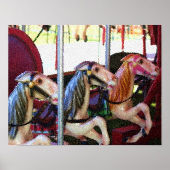 Tävla Carousel Horses Photo Painting Poster (Framsidan)