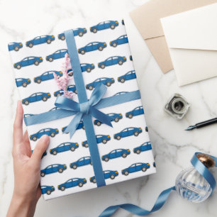 Tävla Cars Tävling Retro Blue Birthday Kids Presentpapper