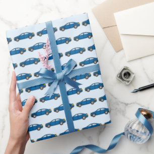 Tävla Cars Tävling Retro Blue Birthday Kids Presentpapper