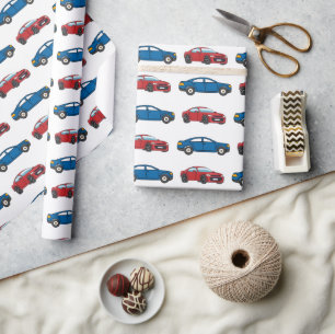 Tävla Cars Tävling Retro Blue Birthday Kids Presentpapper