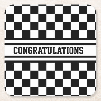 Tävla Checkated Winners Flagga Black and White Underlägg Papper Kvadrat