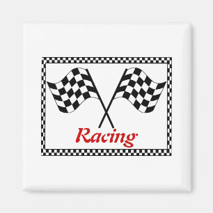 Tävla Checkerboard Flaggor Magnet