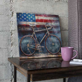 tävla Cycle in acrylic american flagga-bakgrund