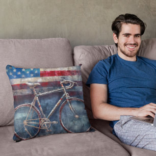 tävla Cycle in acrylic american flagga-bakgrund Kudde