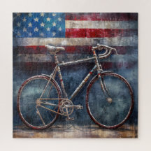 tävla Cycle in acrylic american flagga-bakgrund