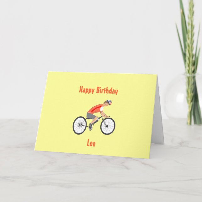 Tävla Cyclist Birthday Card, lägg till namn Kort (Framsida)
