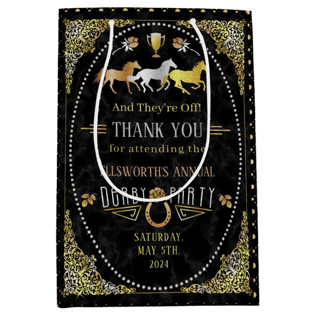 Tävla Derby Day Party Art Deco Black Guld (Framsidan)